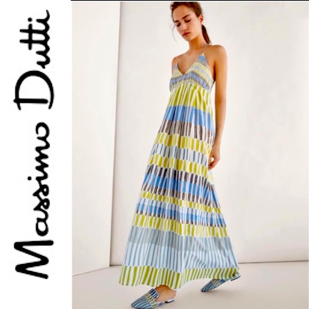 Massimo Dutti Silk Halter Maxi Dress